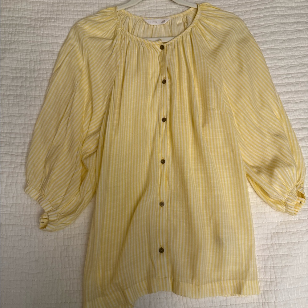 LC Lauren Conrad Yellow Striped Blouse